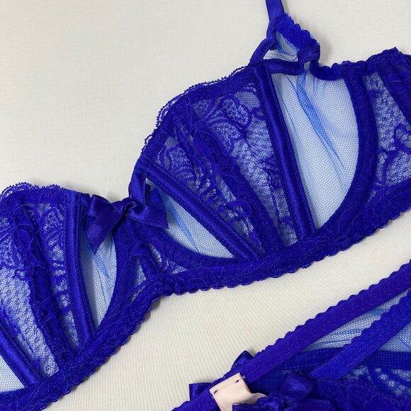 Agent Provocateur Rozlyn Cobalt Blue 36B/3 Set NWT - Picture 11 of 15